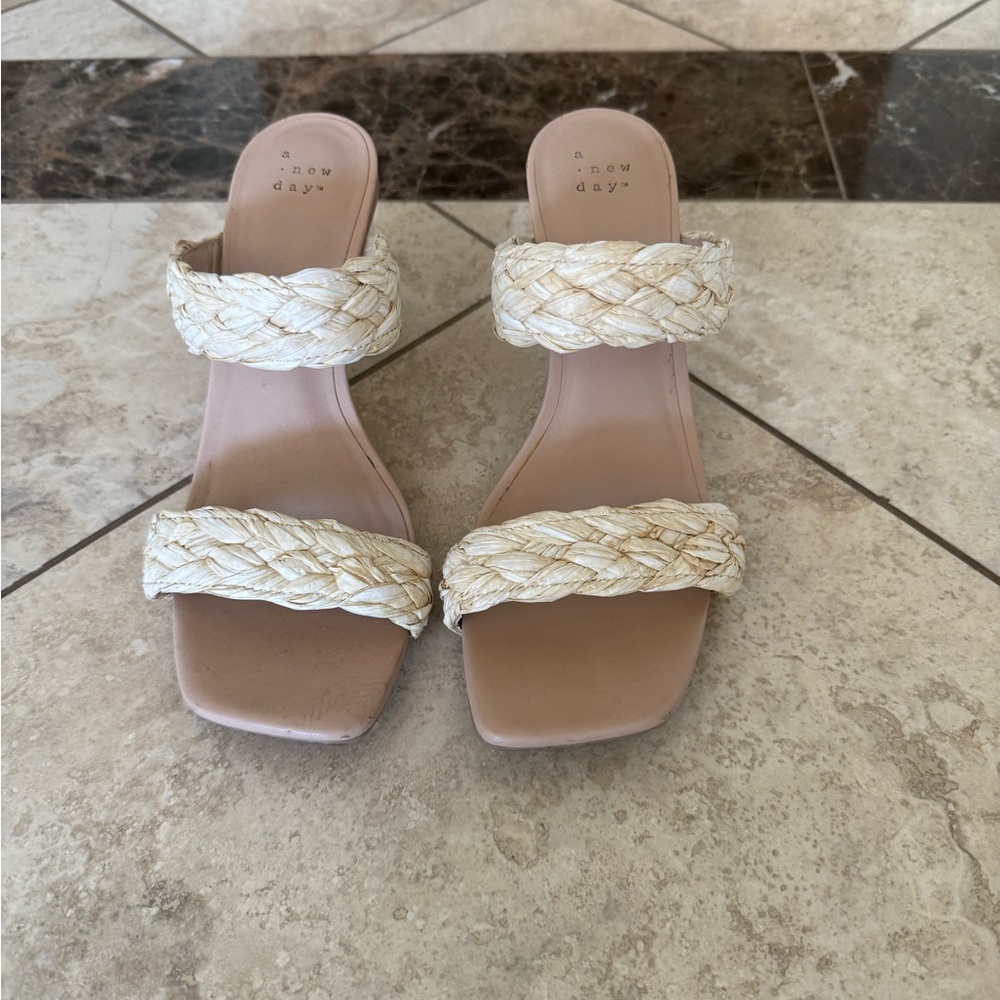 A New Day Women's Cream Braided Sandals
